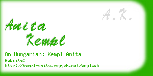 anita kempl business card